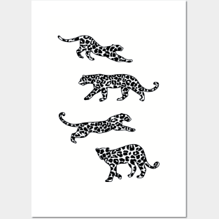 Leopard Shapes Pattern, Black and White, on Blush Pink Posters and Art